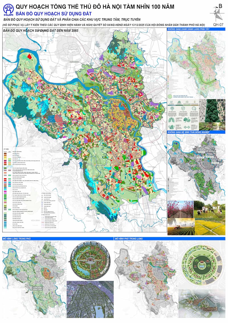 Bản đồ dự kiến quy hoạch sử dụng đất Hà Nội đến 2065