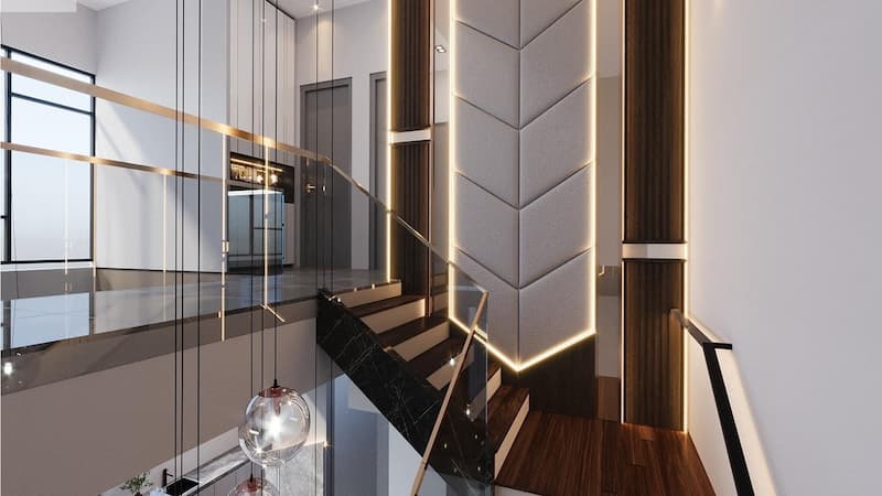 Bán nhà ngõ 64 phố Phú Thượng, ô tô, nhà mới, hiện đại cầu thang xịn